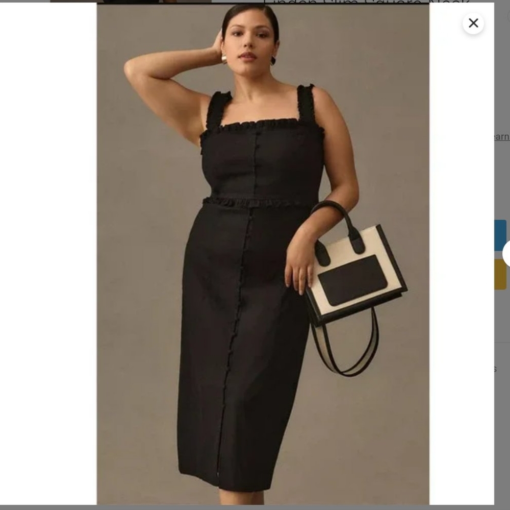 Anthropologie The Linden Slim Square-Neck Dress 3X